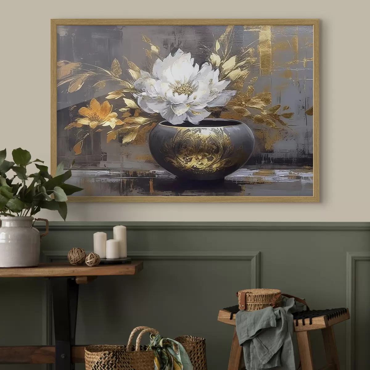 Poster Fiore bianco in vaso scuro f35388