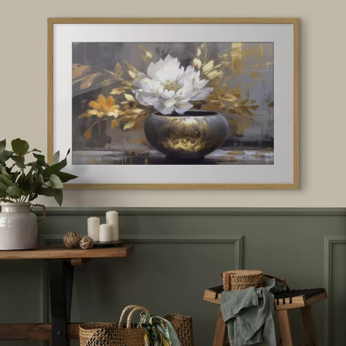 Poster Fiore bianco in vaso scuro f35388