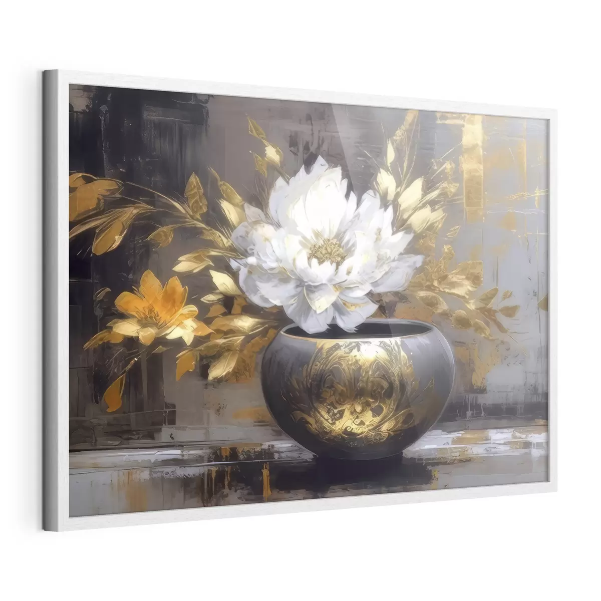 Poster Fiore bianco in vaso scuro f35388