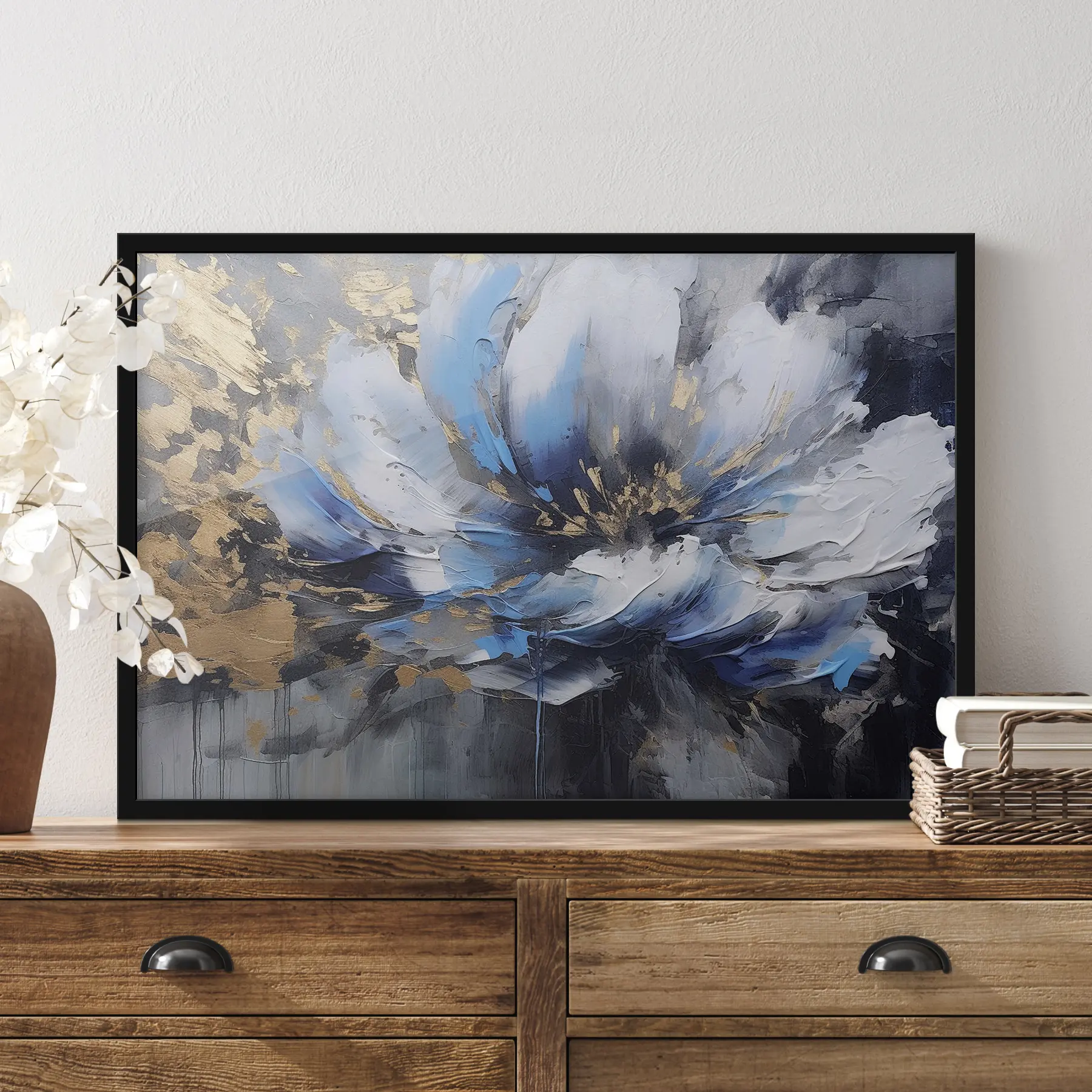 carta da parati Splendido astratto floreale con sfumature blu nr. f35384