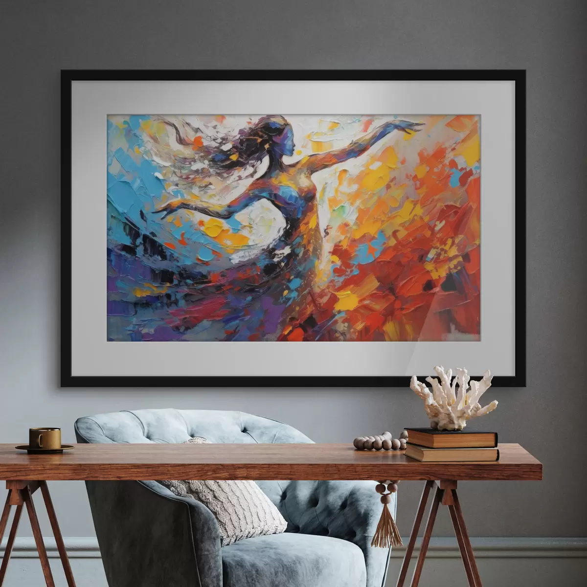 Poster Ballerina che abbraccia colori e movimenti vibranti f35379