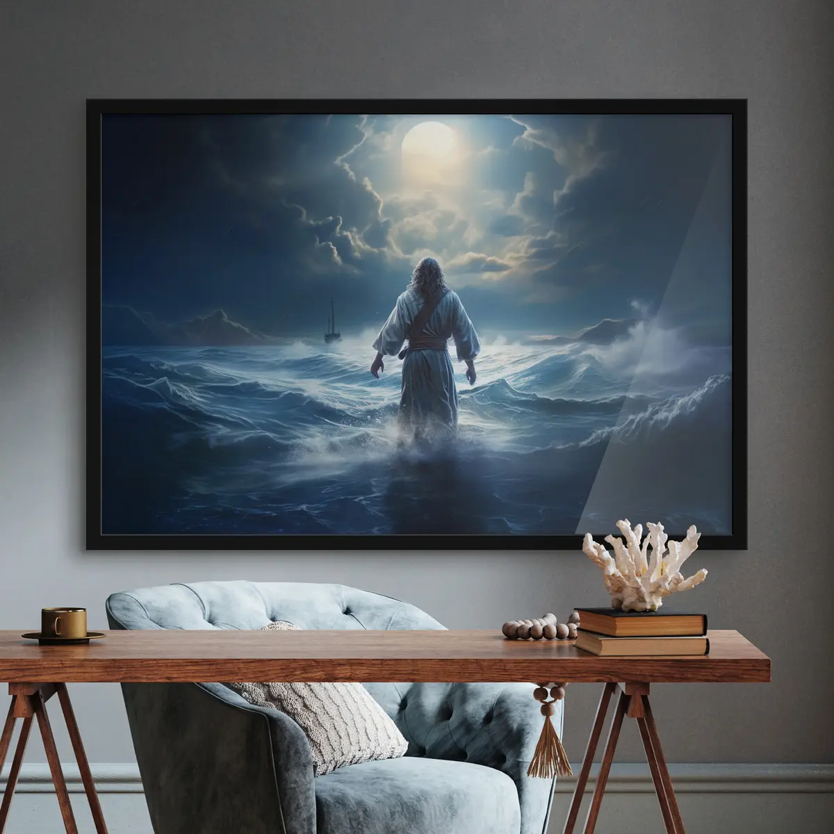 Poster Camminare di notte su acque turbolente f35357