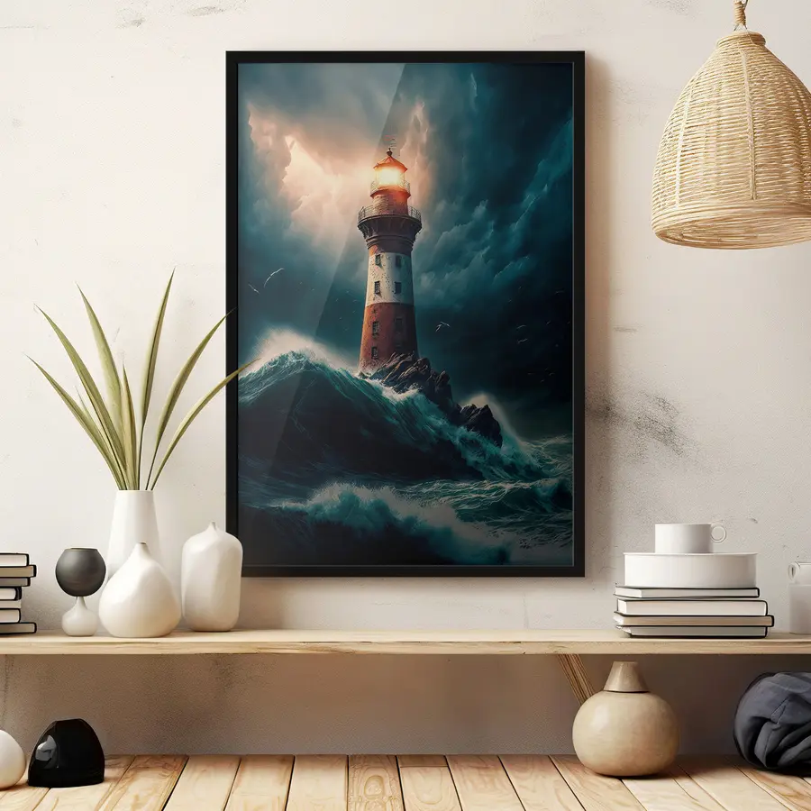 carta da parati Faro che guida attraverso acque turbolente nr. f35349