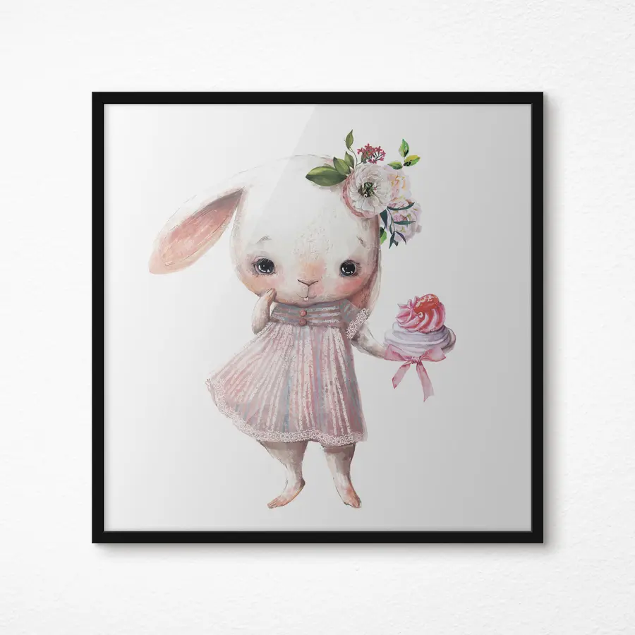 carta da parati Un simpatico coniglietto con un dolce dolcetto nr. f35046