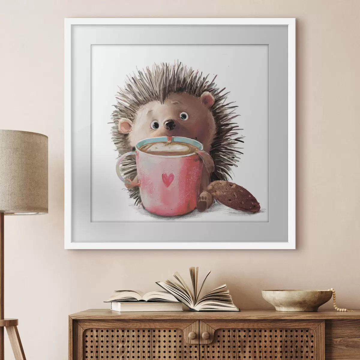 Poster Un riccio e una tazza di caffè f35039