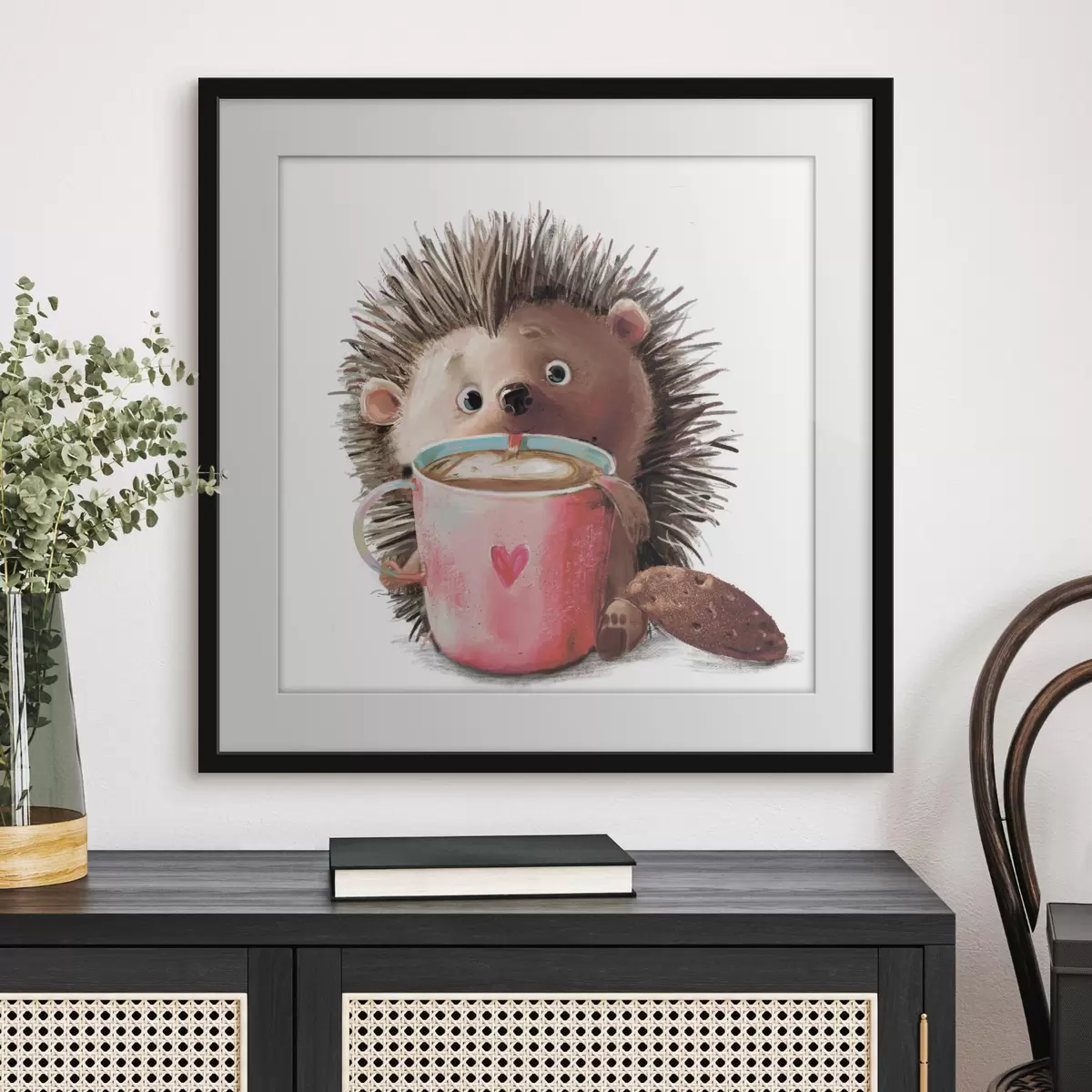 Poster Un riccio e una tazza di caffè f35039