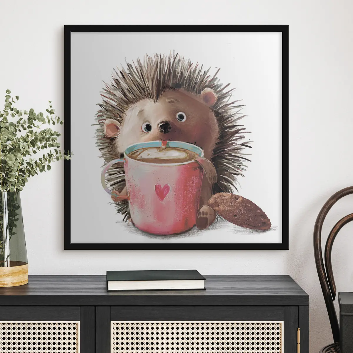 Poster Un riccio e una tazza di caffè f35039