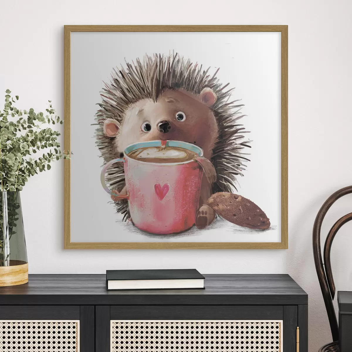Poster Un riccio e una tazza di caffè f35039