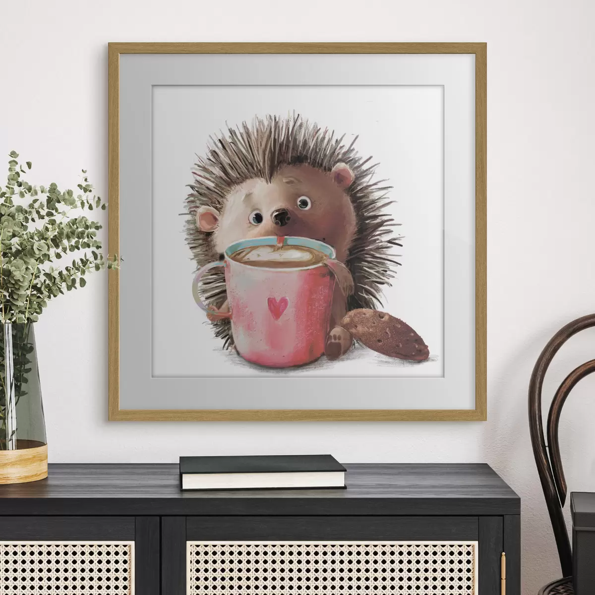 Poster Un riccio e una tazza di caffè f35039