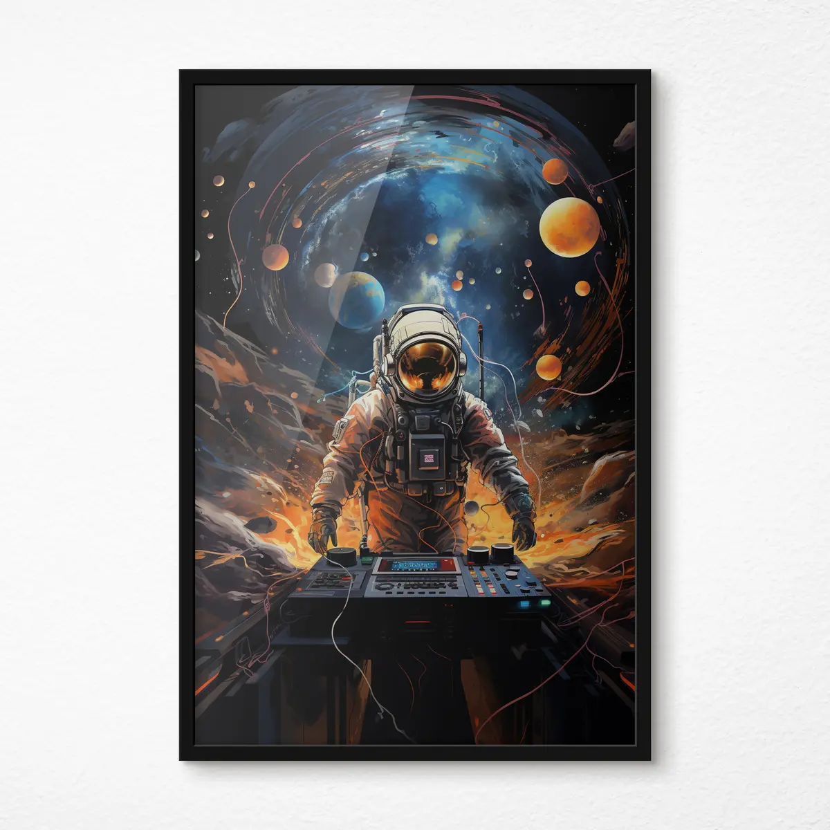 Poster Astronauta in navigazione tra le onde sonore cosmiche f34216