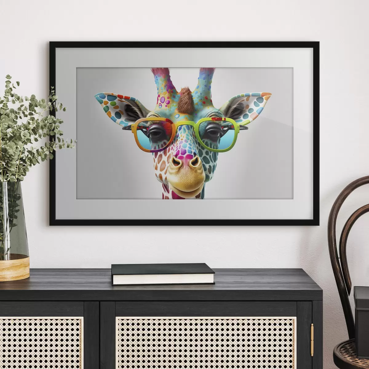 Poster Giraffa colorata con occhiali alla moda f33533