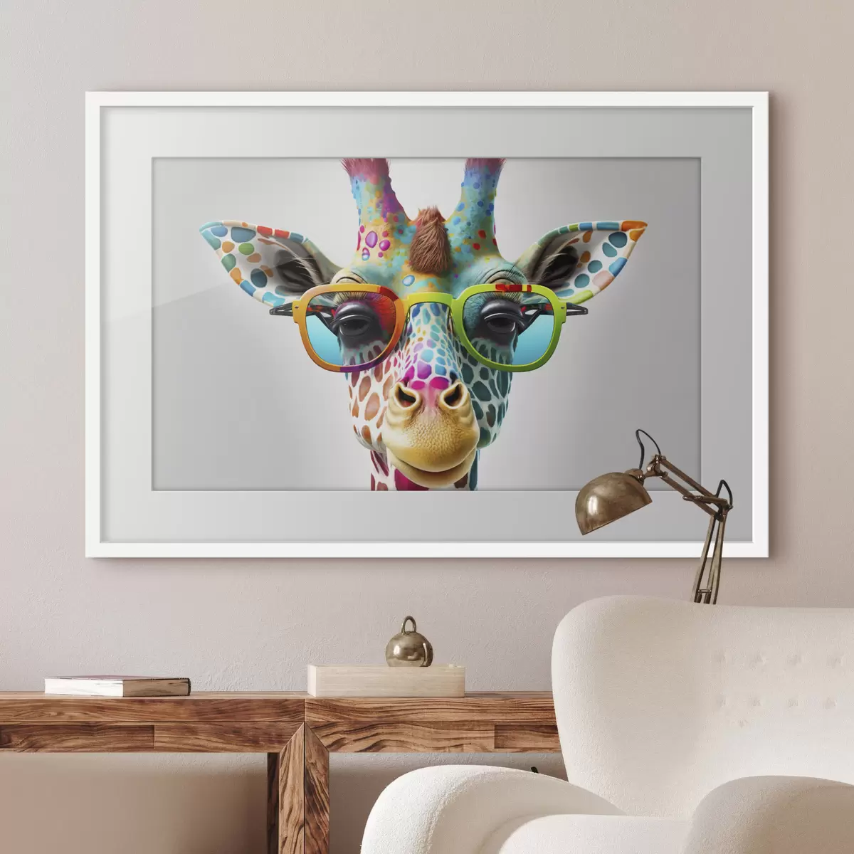 Poster Giraffa colorata con occhiali alla moda f33533