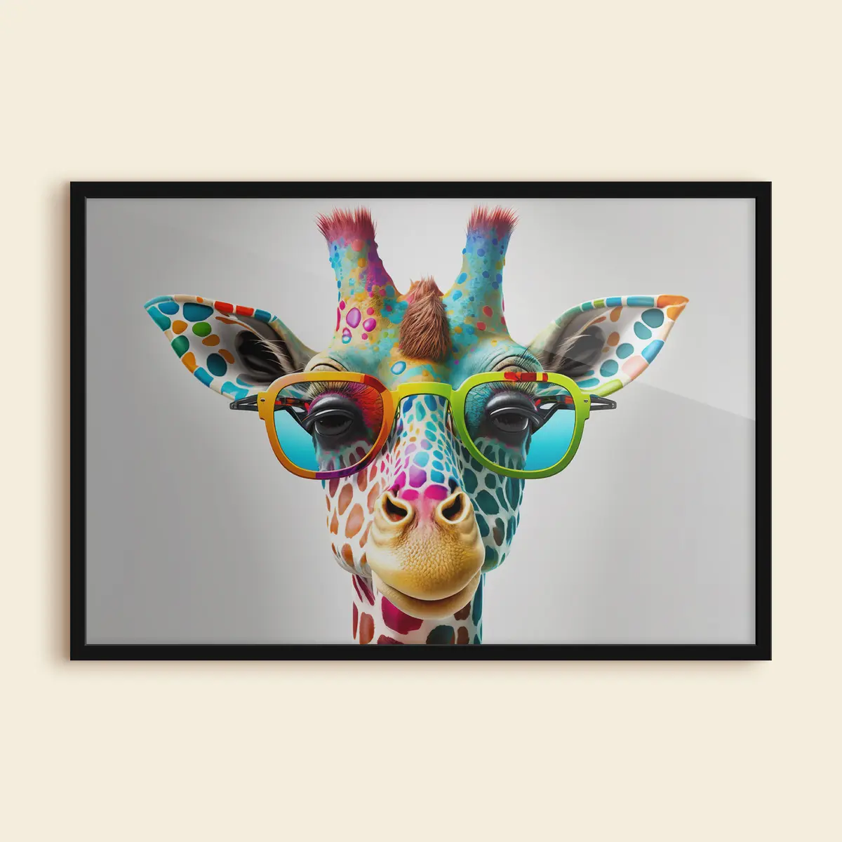 Poster Giraffa colorata con occhiali alla moda f33533