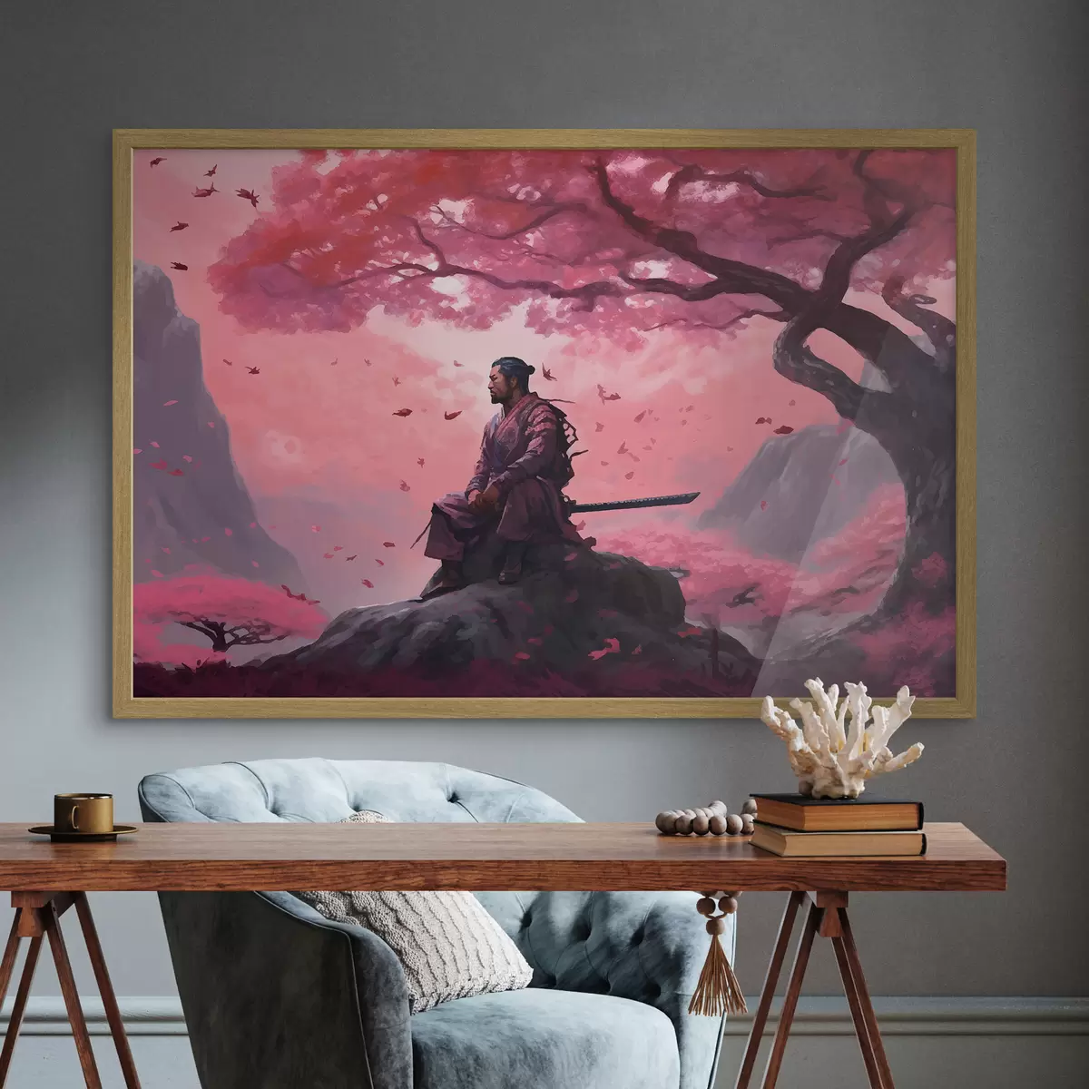 Poster Guerriero in un tranquillo paesaggio di sogno f33526