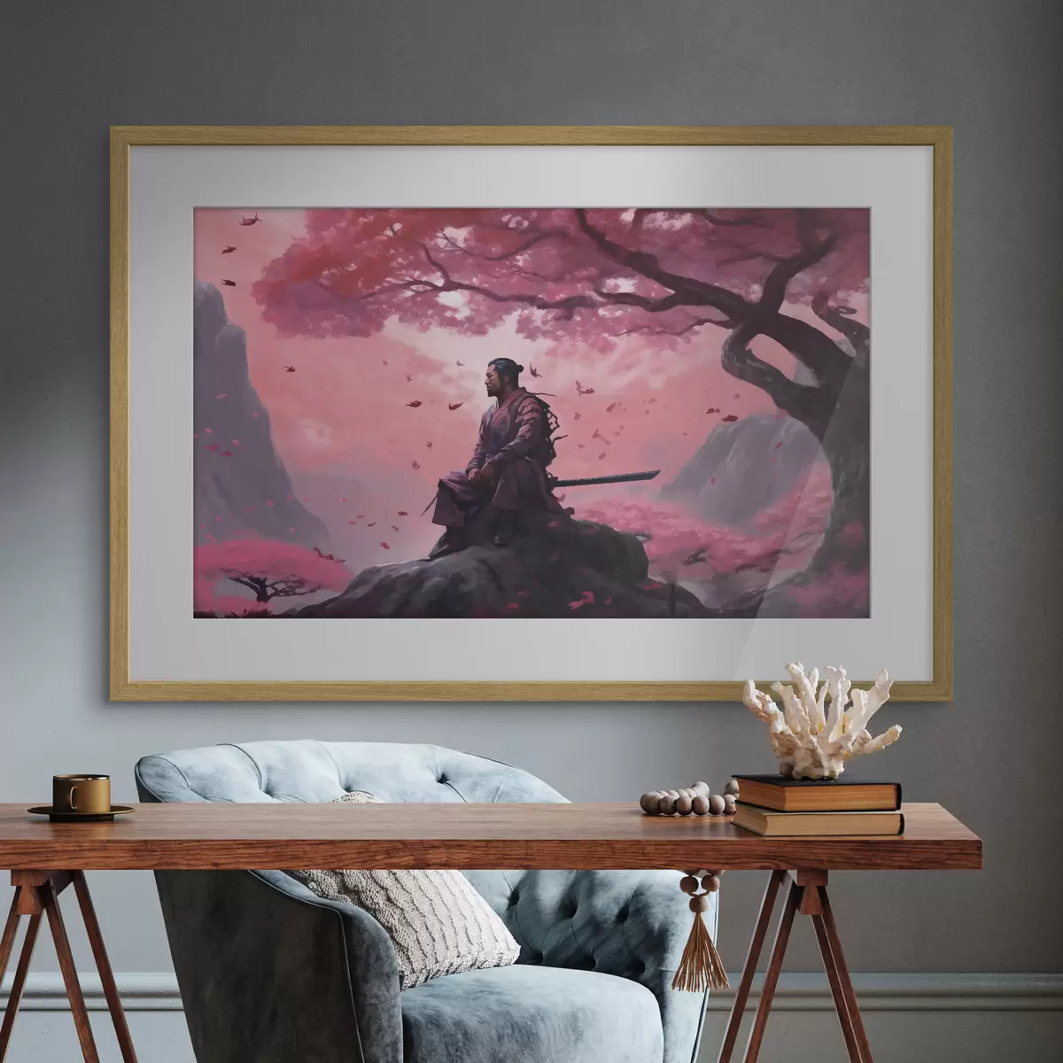 Poster Guerriero in un tranquillo paesaggio di sogno f33526
