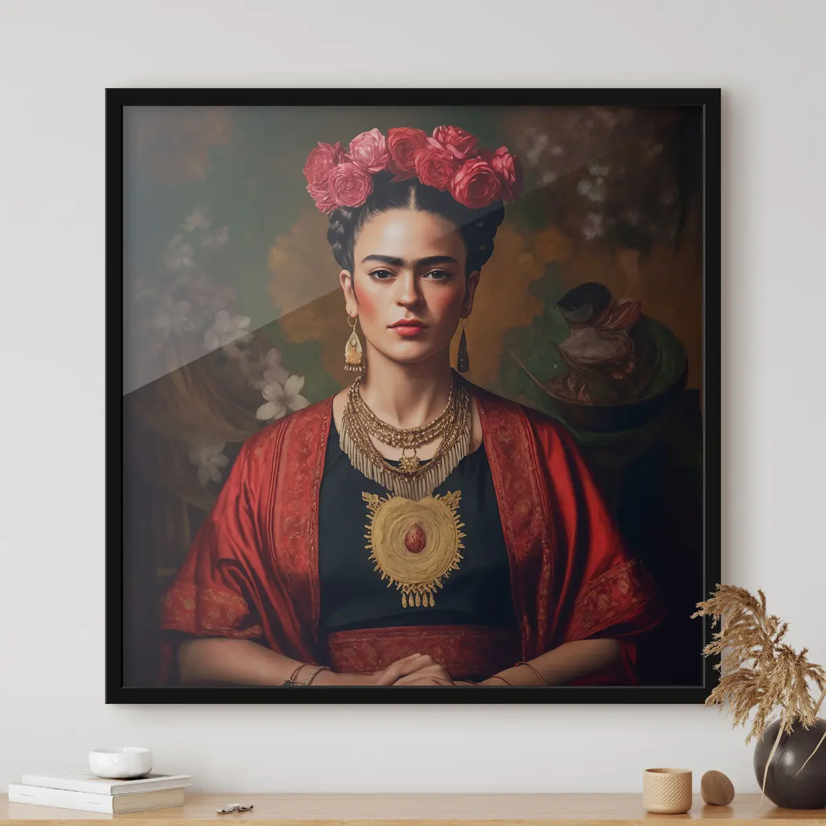 Poster Frida Kahlo in abito rosso f32865