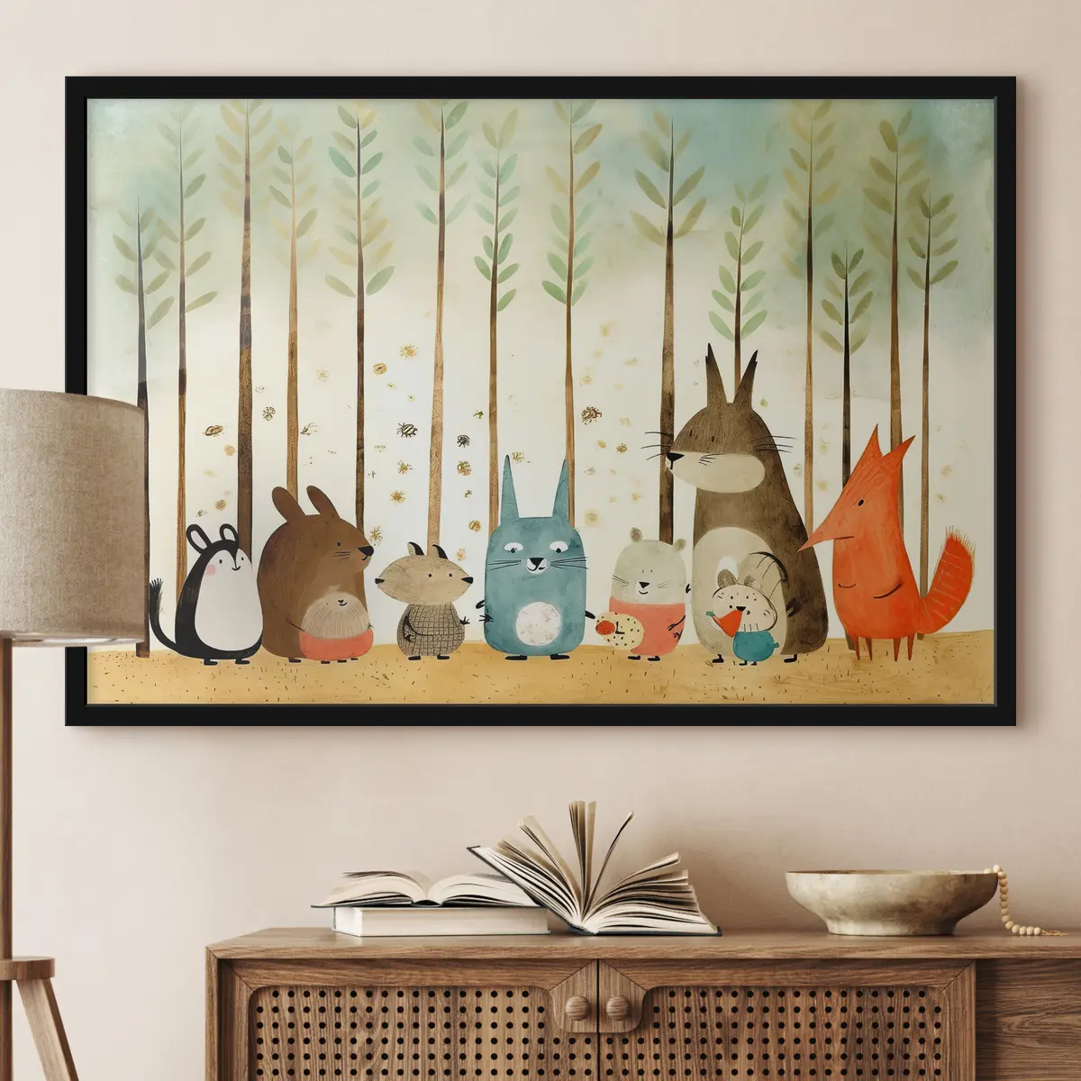 Poster Amici giocosi in un raduno nella foresta f32802