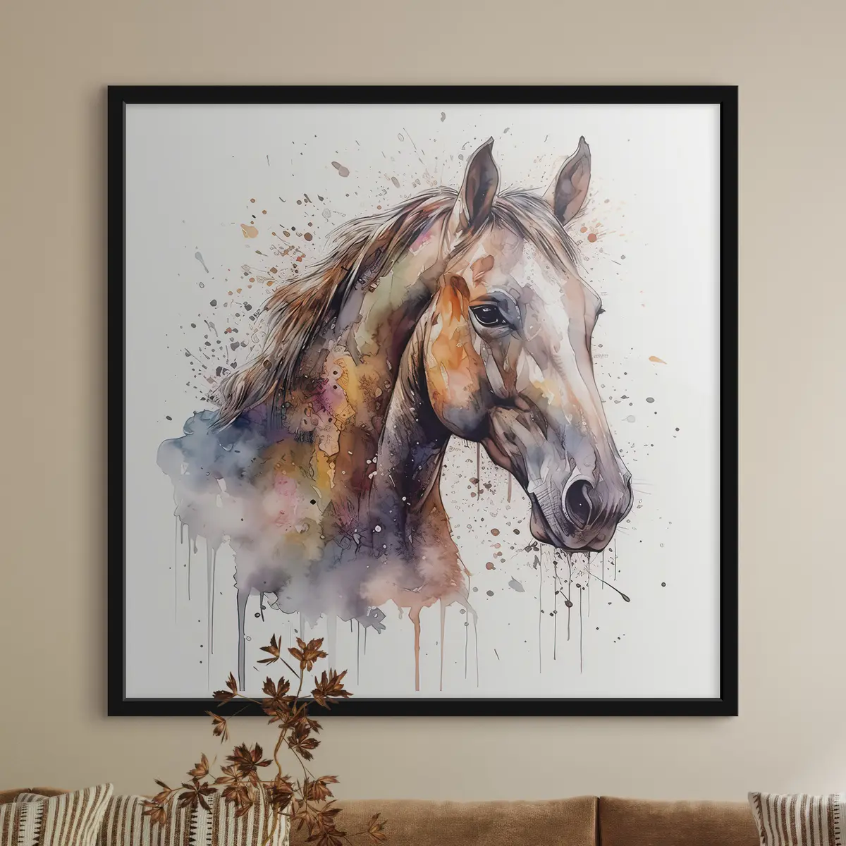 Poster Un cavallo in stile acquerello f32324