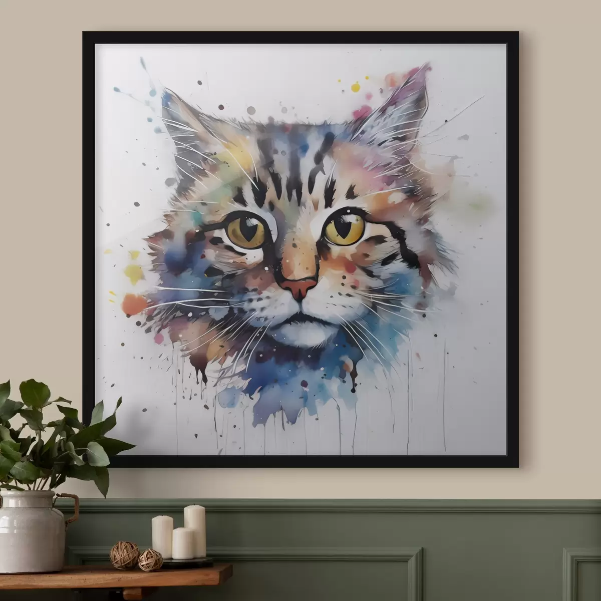 Poster Gatto in stile acquerello f32314