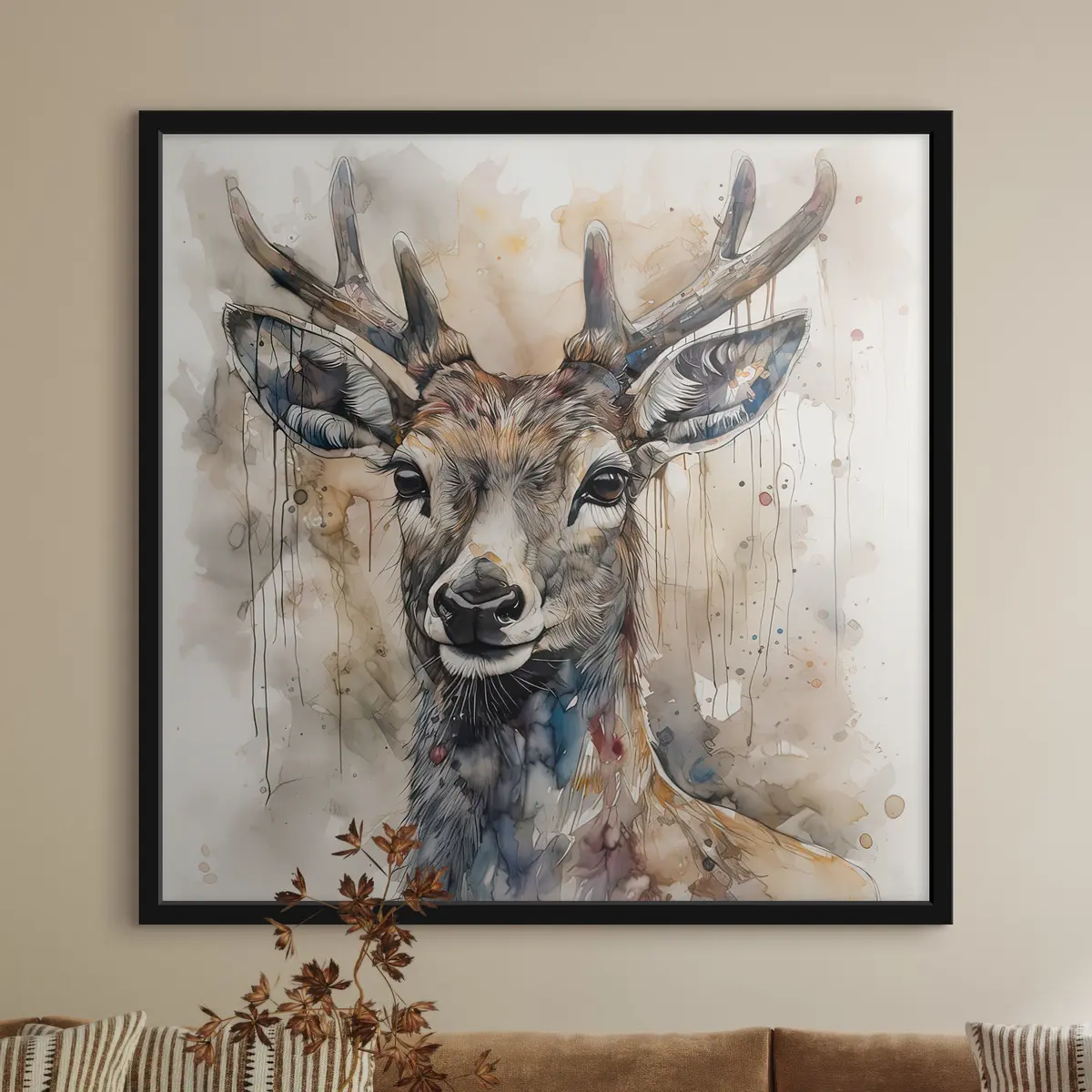 Poster Cervi in stile acquerello f32300