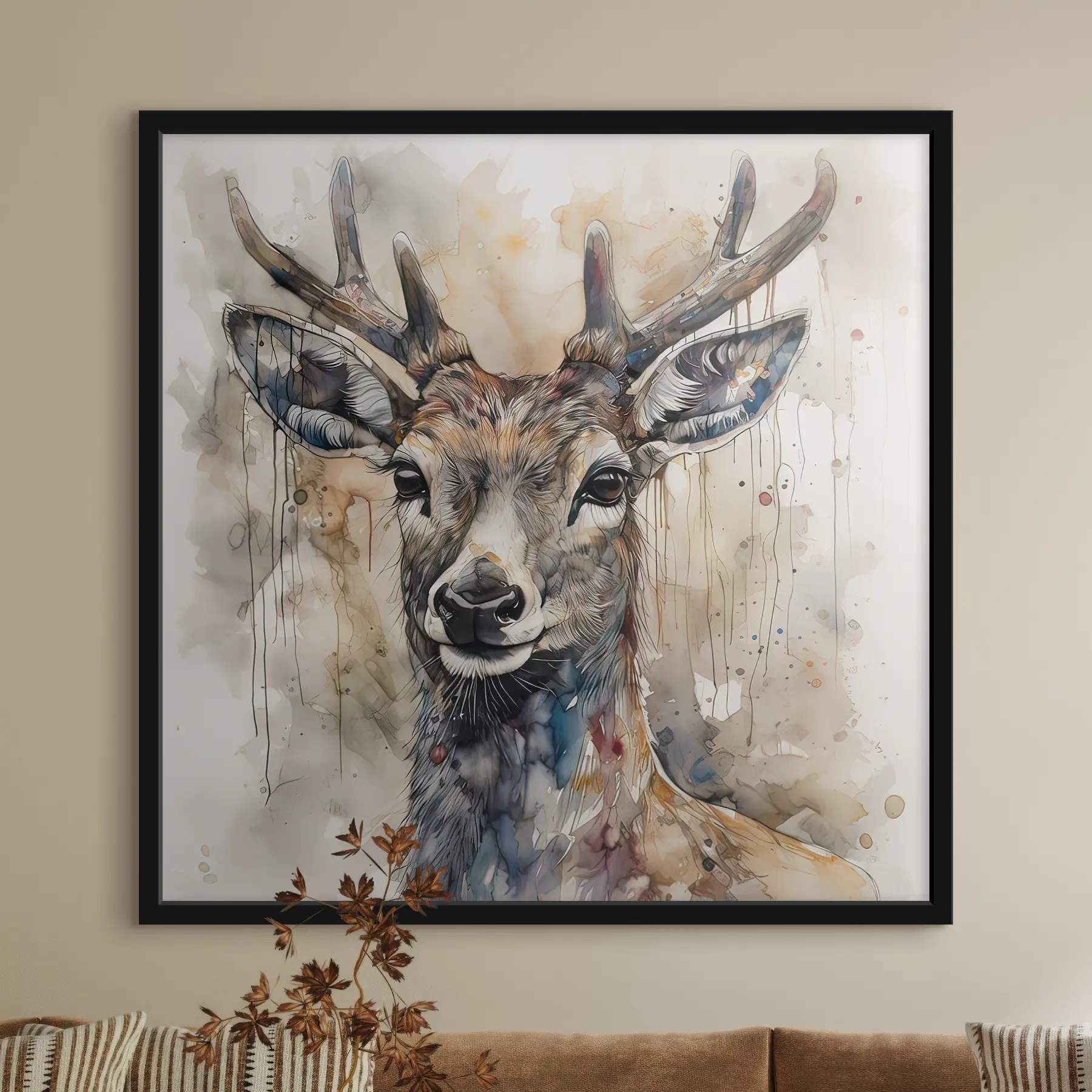 carta da parati Cervi in stile acquerello nr. f32300