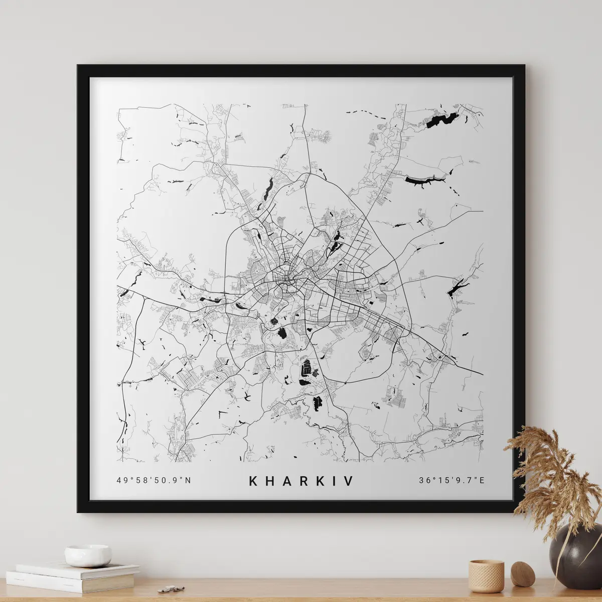 Poster Mappa minimalista della città di Kharkov in Ucraina f31429v1