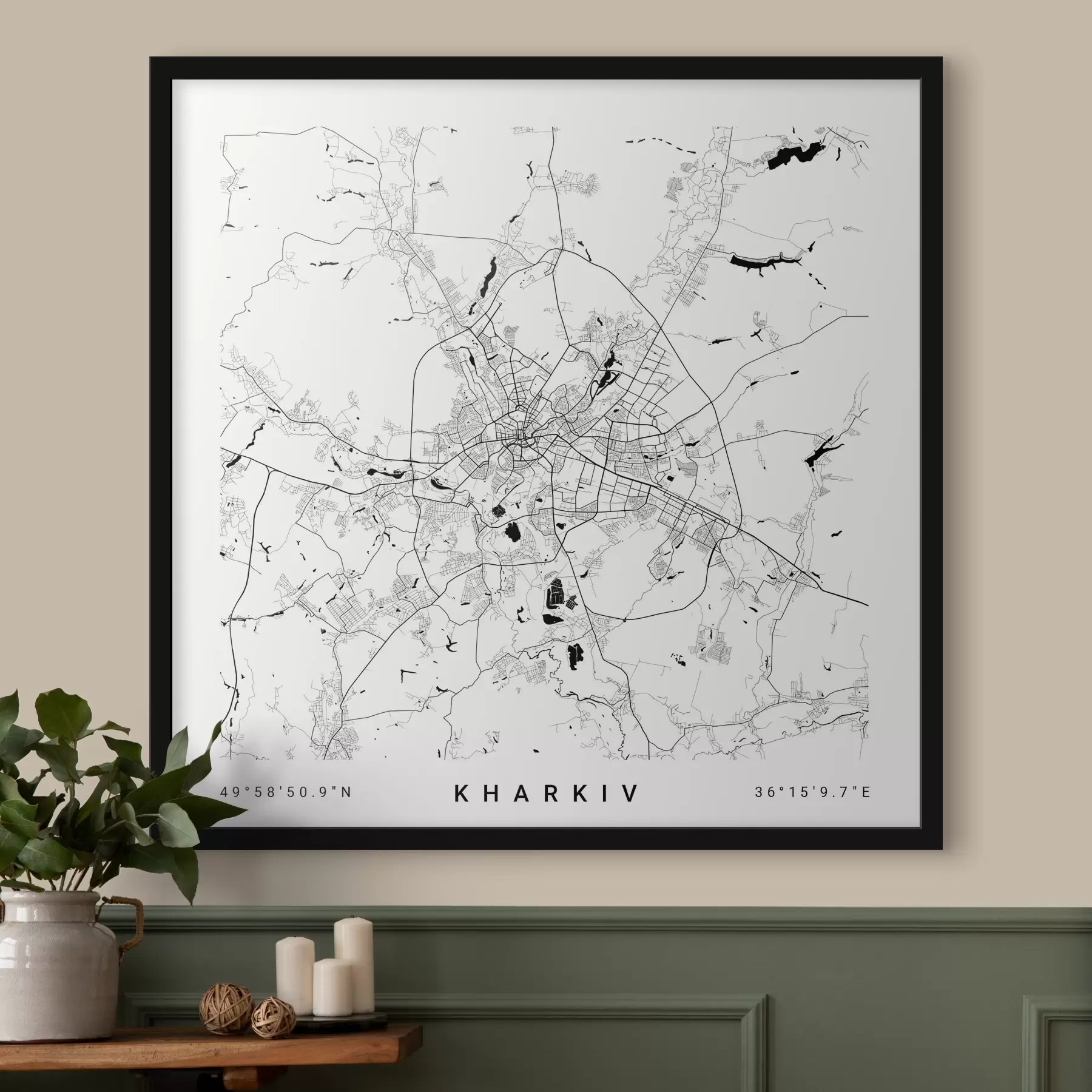 carta da parati Mappa minimalista della città di Kharkov in Ucraina nr. f31429v1
