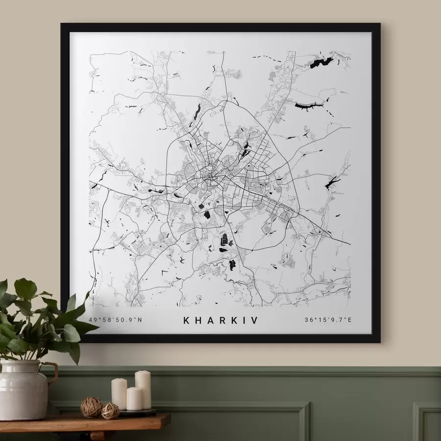 carta da parati Mappa minimalista della città di Kharkov in Ucraina nr. f31429v1