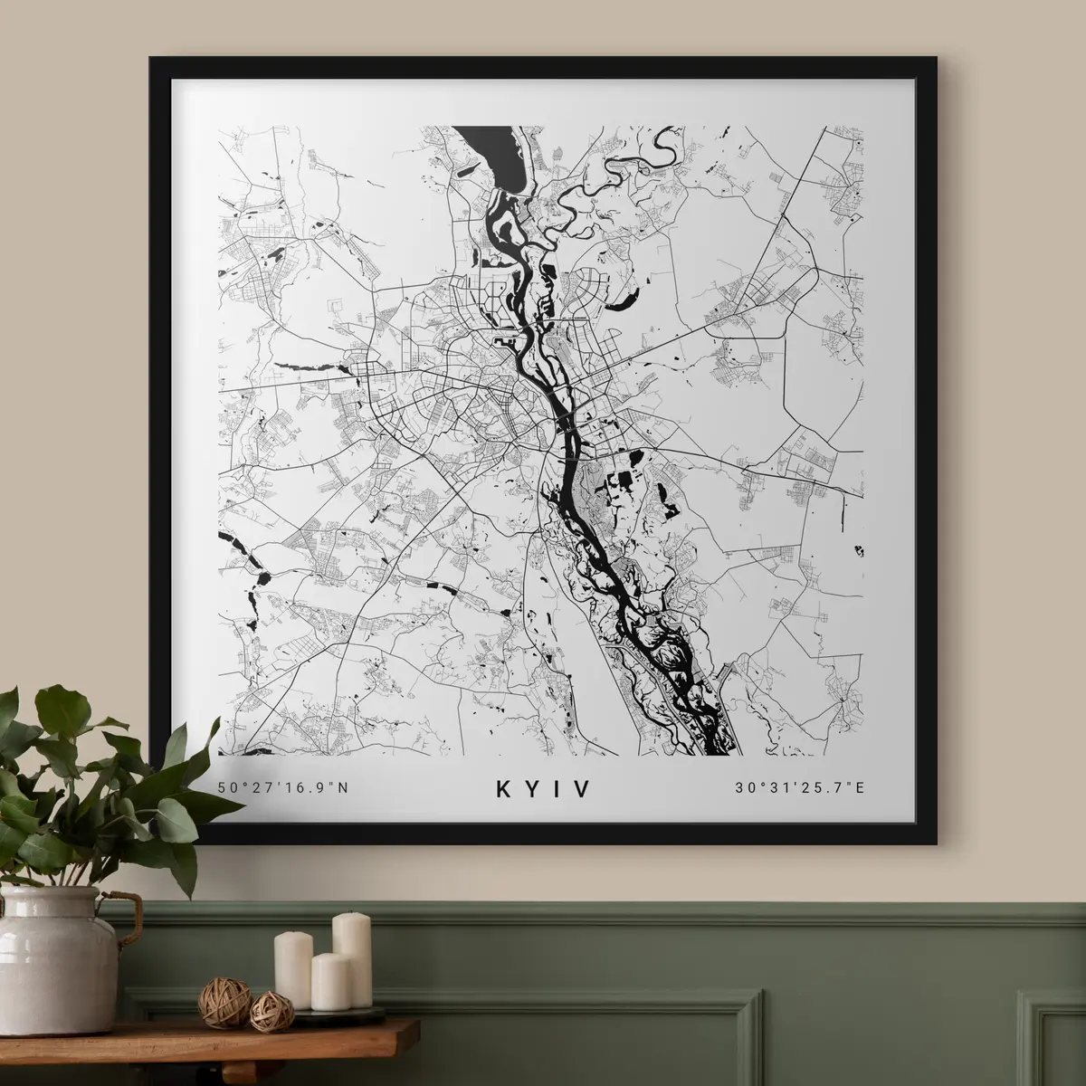 Poster Mappa minimalista della città di Kiev in Ucraina f31428v1