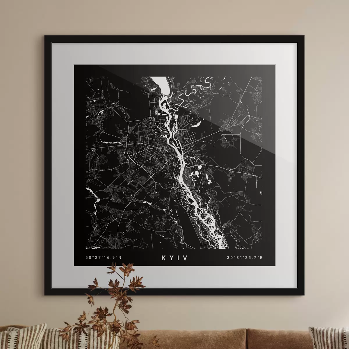 Poster Mappa minimalista della città di Kiev in Ucraina f31428