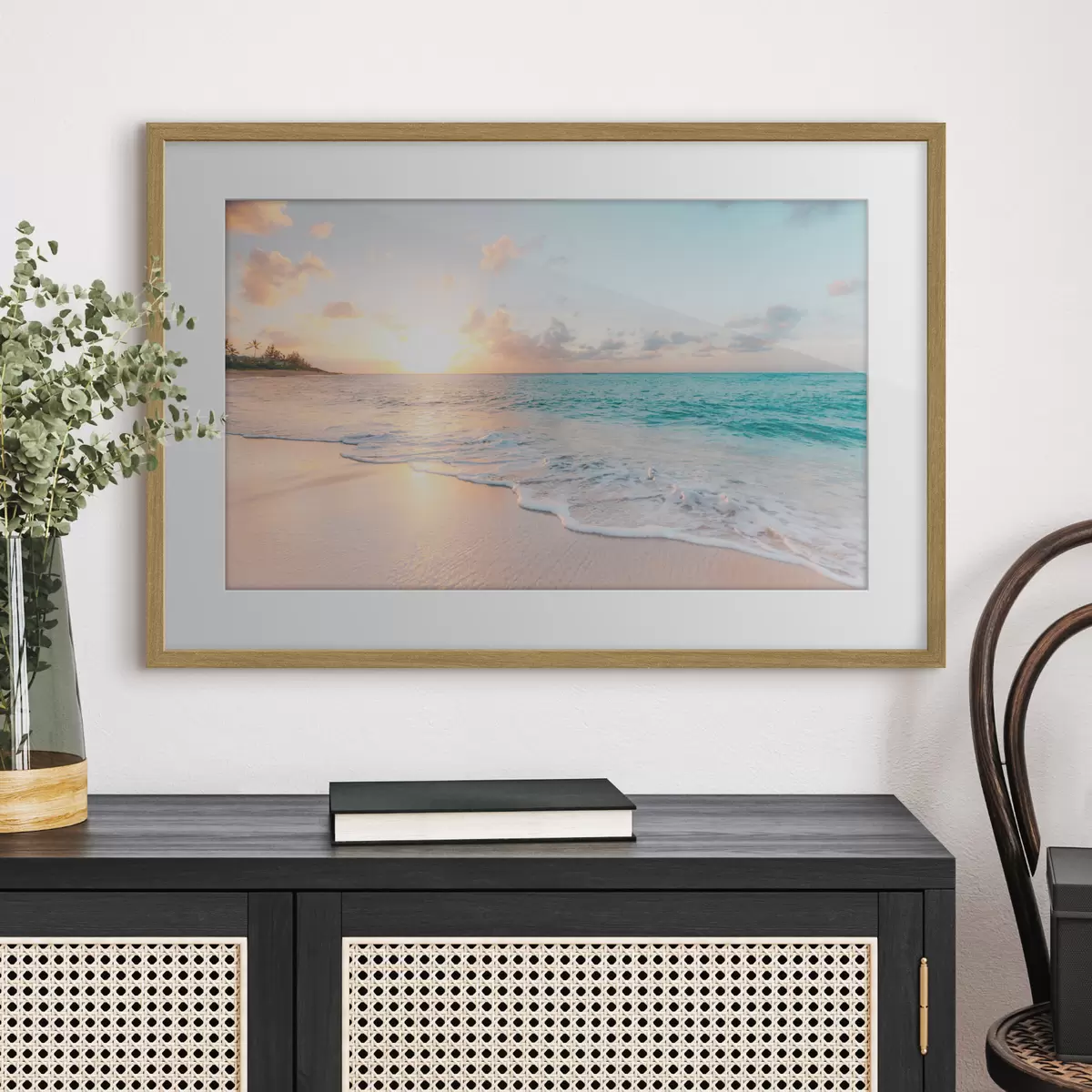 Poster Riva turchese al tramonto f28661