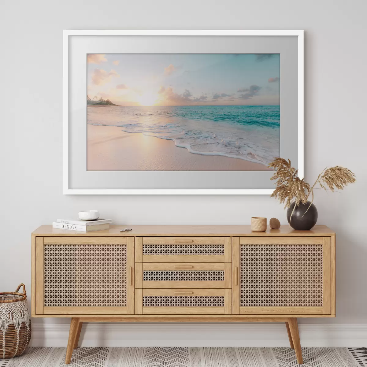 Poster Riva turchese al tramonto f28661
