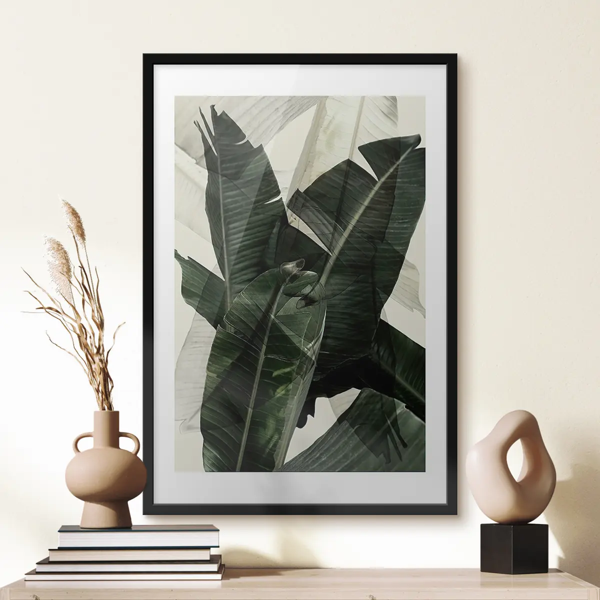 Poster Foglie verdi stratificate che creano profondità f21747