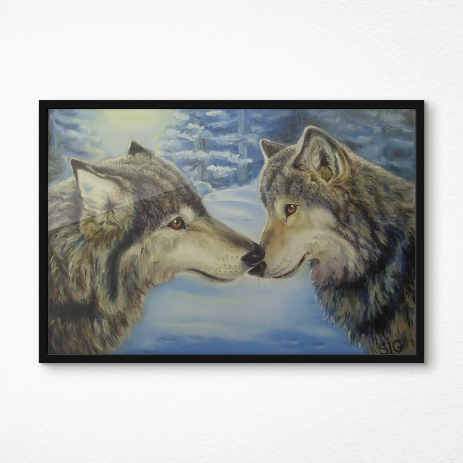 carta da parati Due lupi che condividono un momento nr. f15354