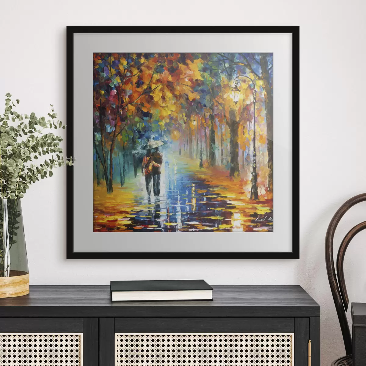 Poster Passeggiata autunnale sotto l'ombrello f15186