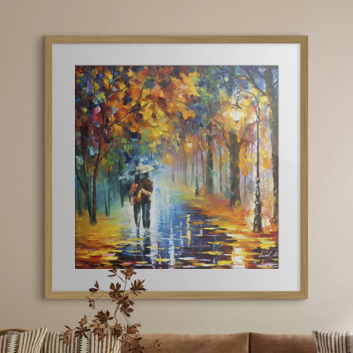 Poster Passeggiata autunnale sotto l'ombrello f15186