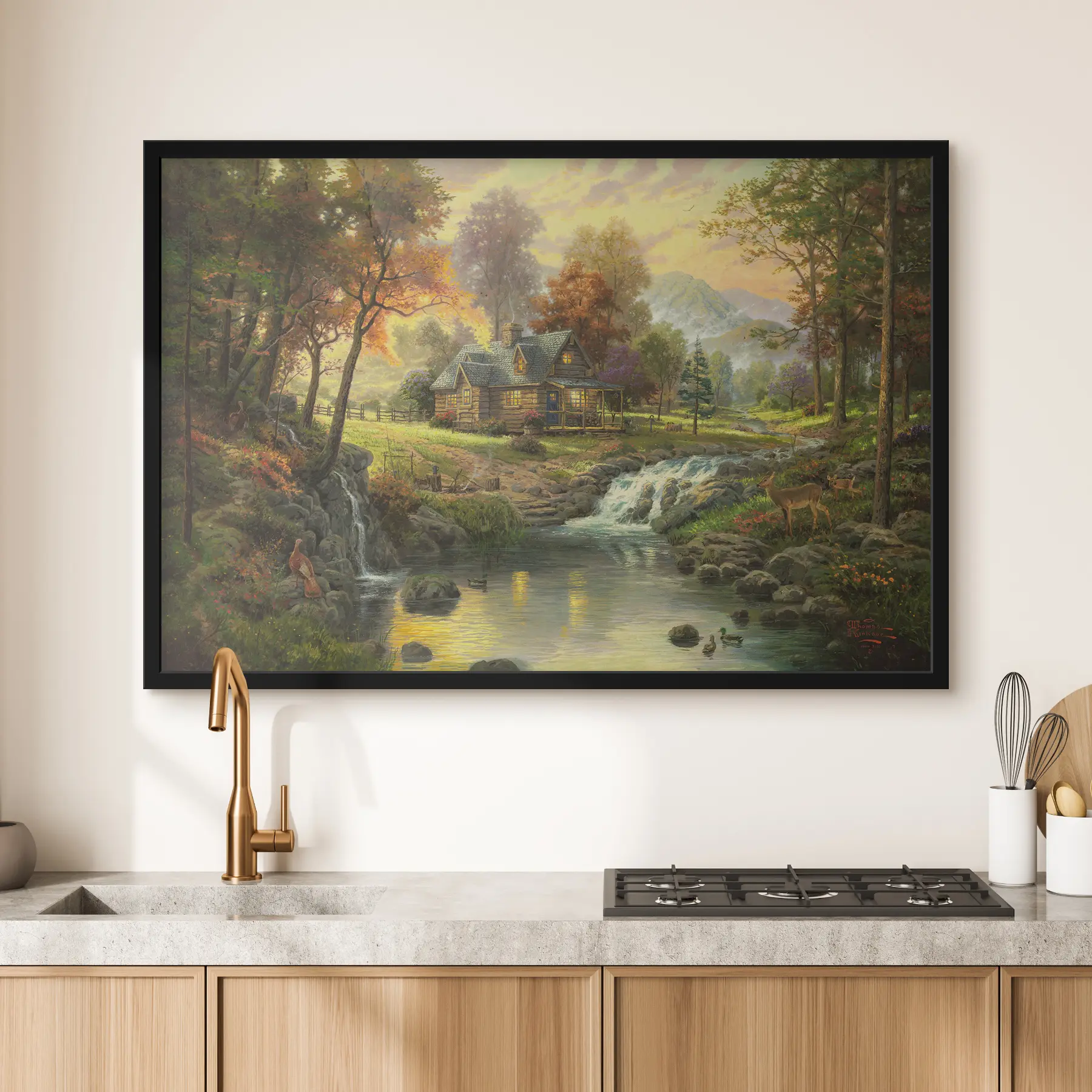 carta da parati Una baita serena vicino al ruscello nr. f15161