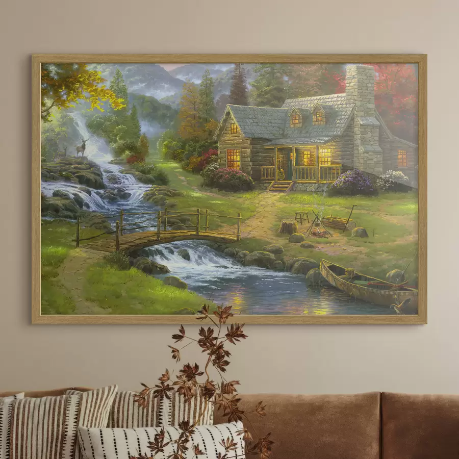 carta da parati Incantevole cottage vicino a un fiume sereno nr. f15144