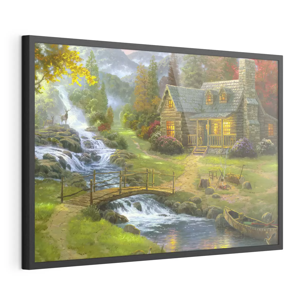 Poster Incantevole cottage vicino a un fiume sereno f15144