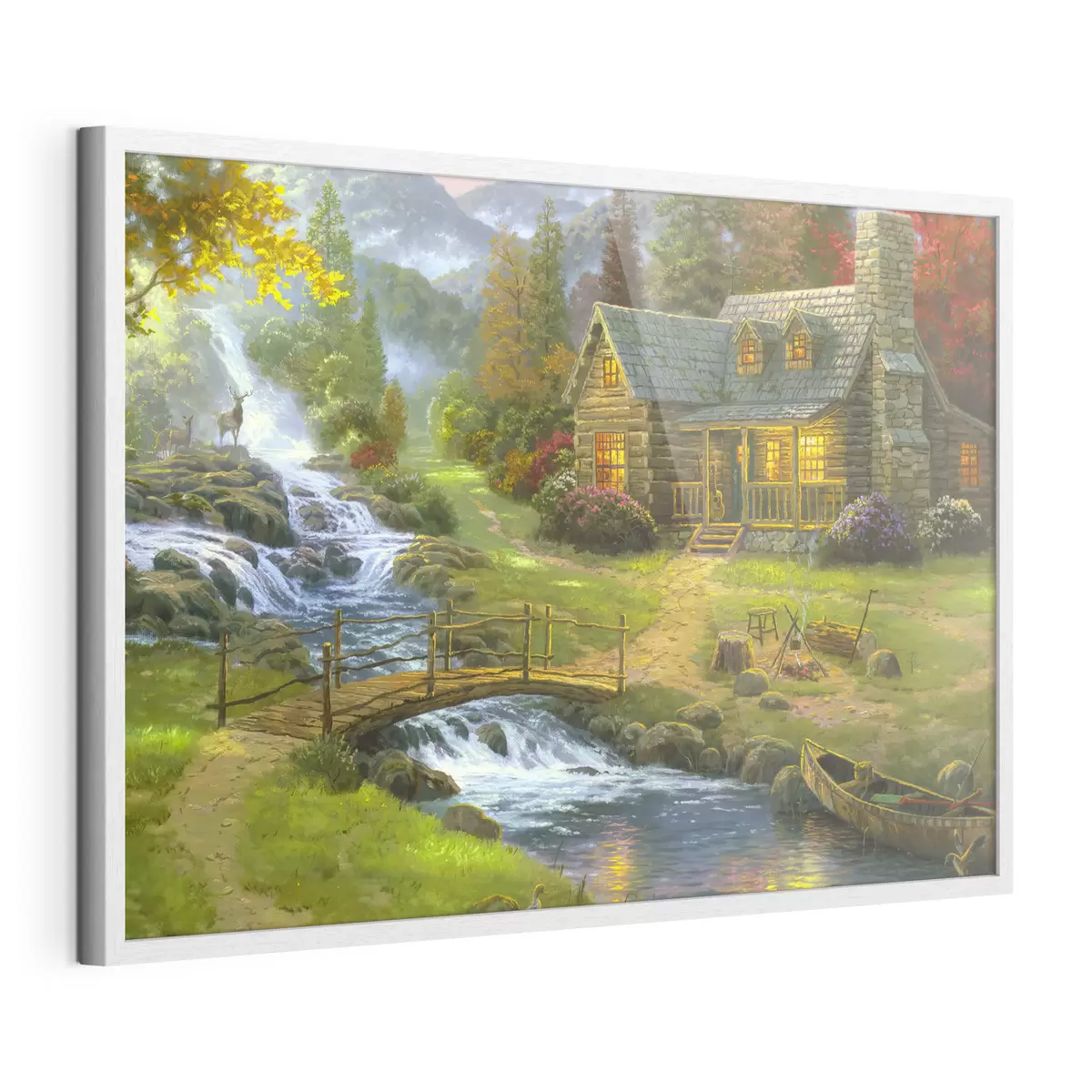 Poster Incantevole cottage vicino a un fiume sereno f15144