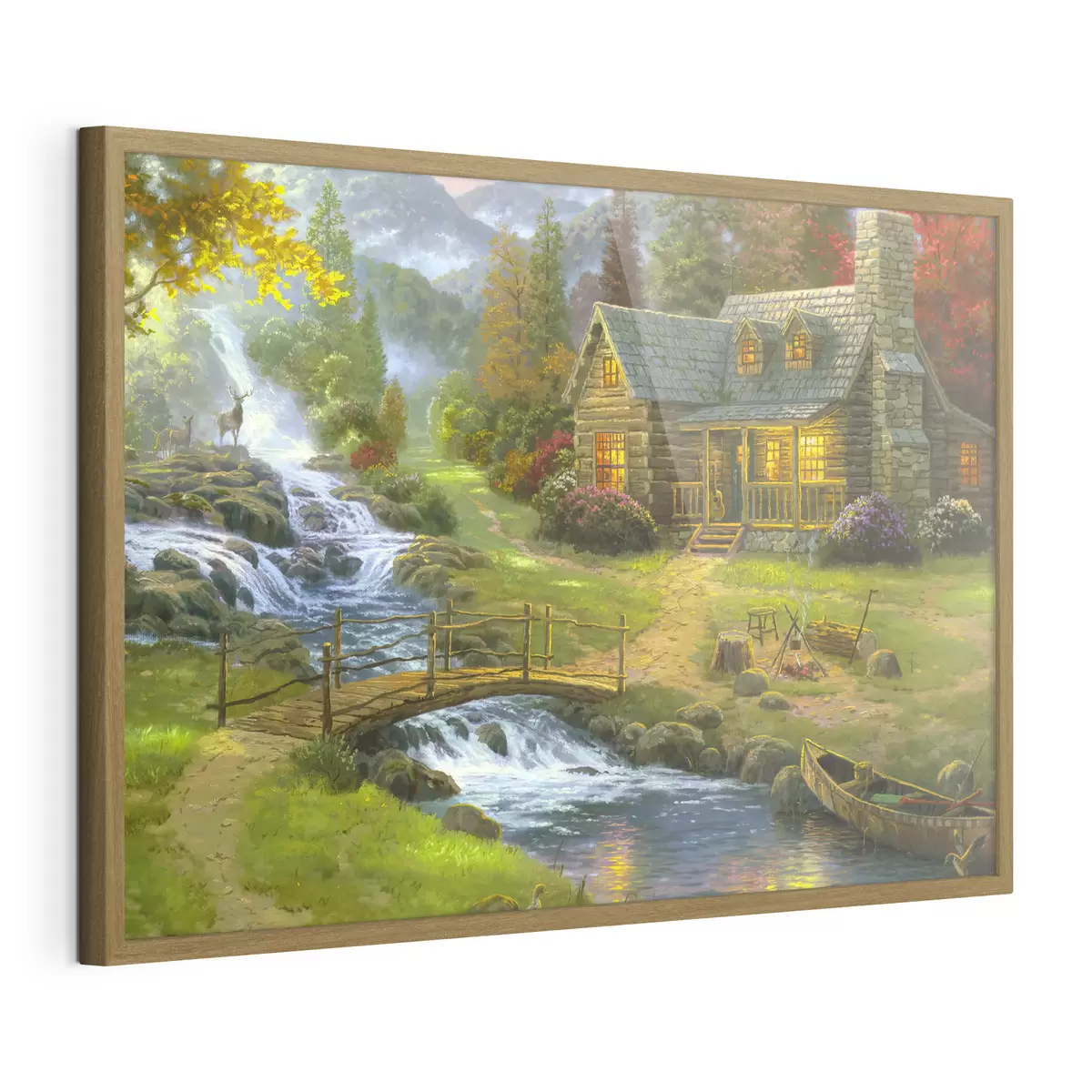 Poster Incantevole cottage vicino a un fiume sereno f15144