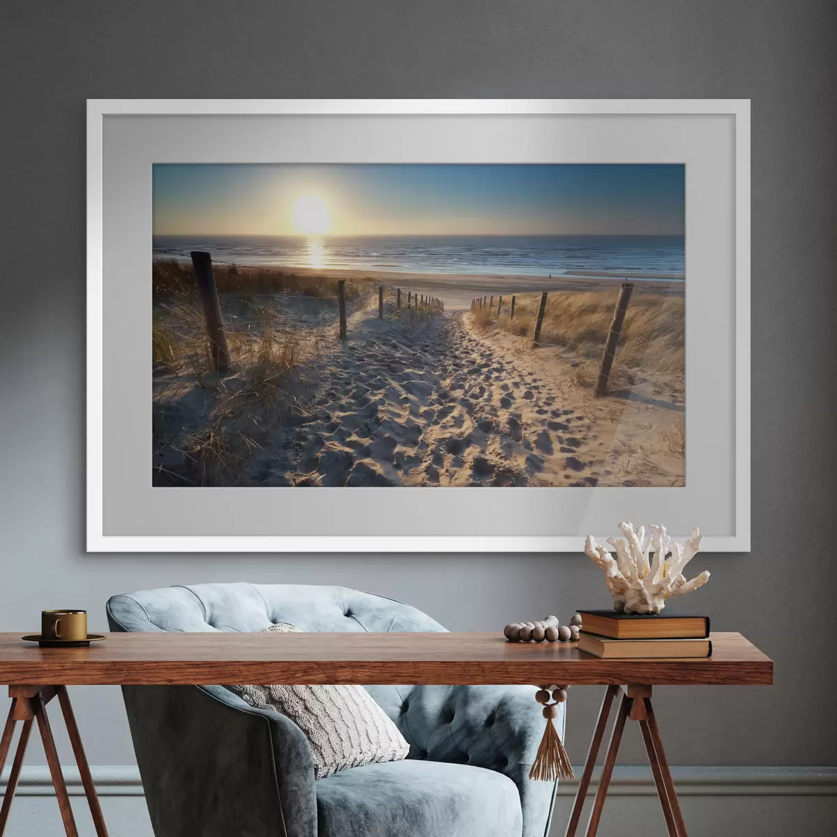 Poster Sentiero per la serenità della spiaggia sabbiosa f08131