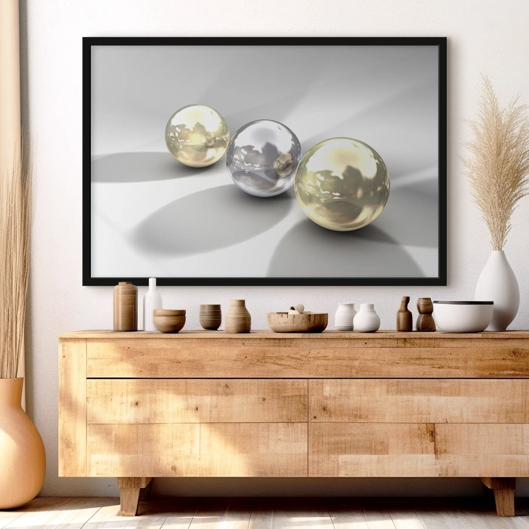 carta da parati Sfere riflettenti su una superficie liscia nr. f04617