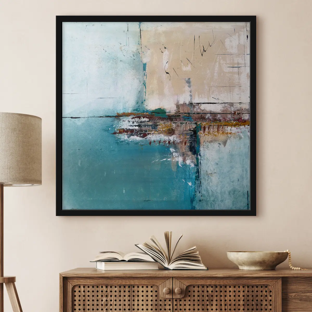 Poster I blu astratti incontrano gli strati strutturati f01169