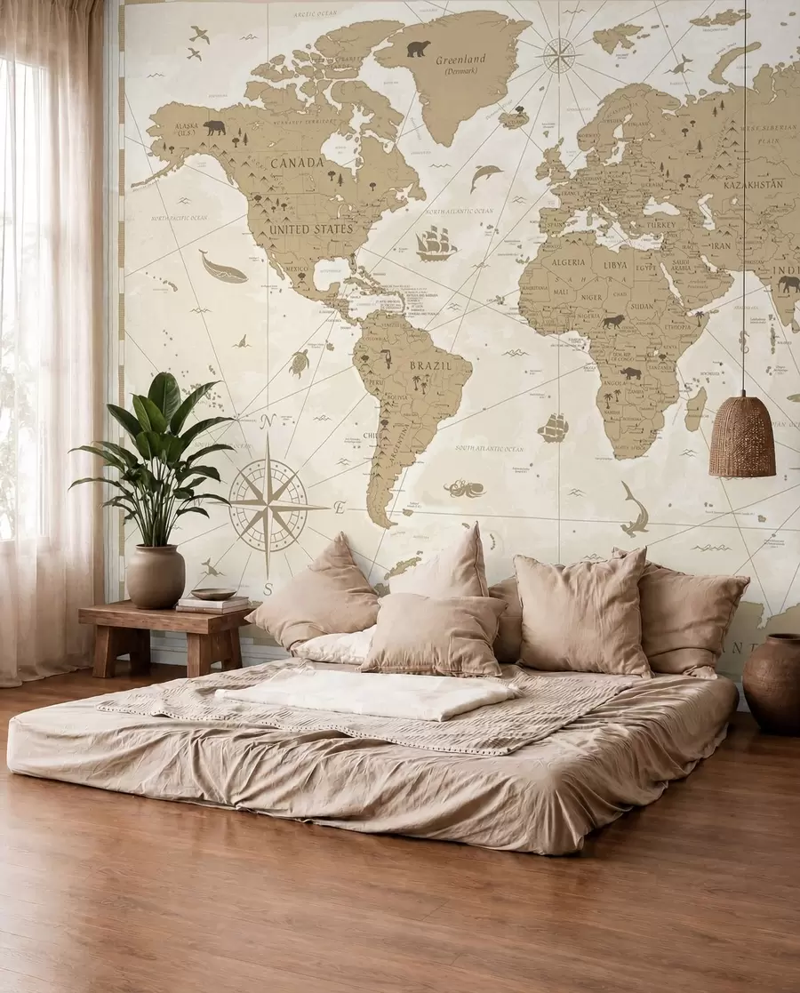 carta da parati Mappa del mondo d'epoca nr. u99074