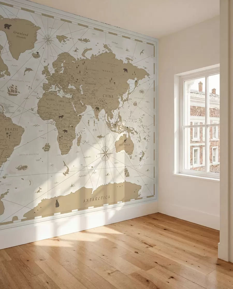 carta da parati Mappa del mondo d'epoca nr. u99074