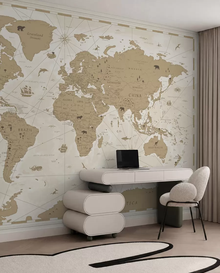 carta da parati Mappa del mondo d'epoca nr. u99074