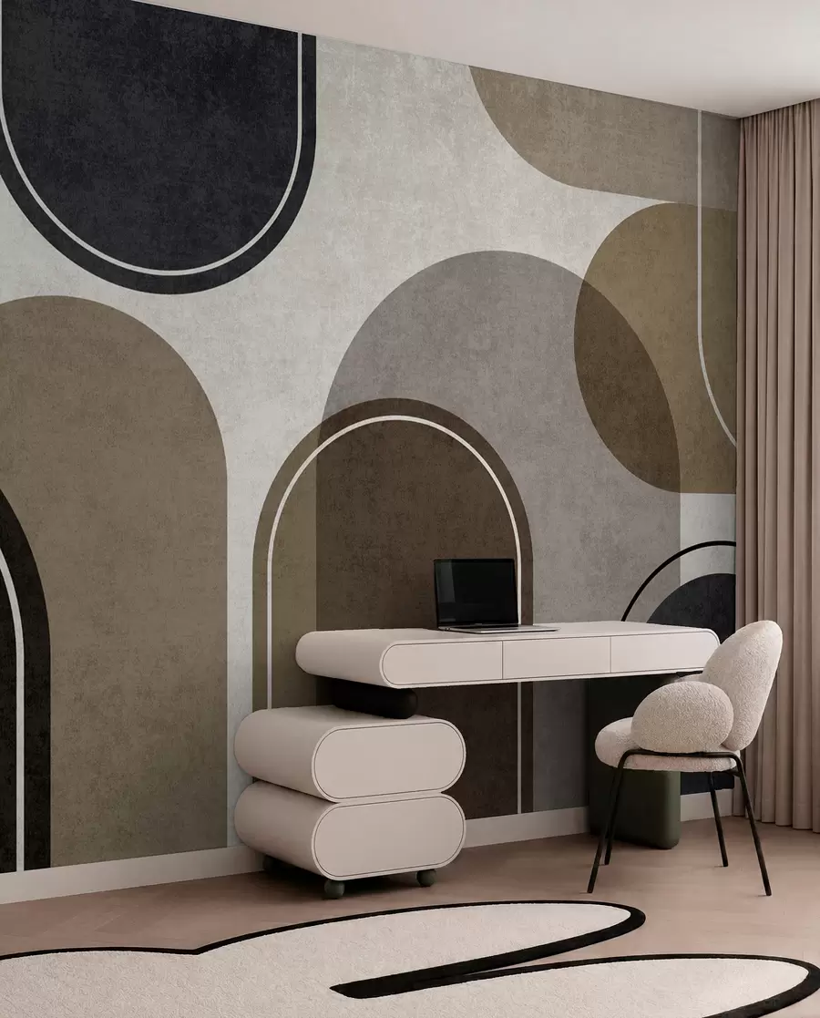 carta da parati Archi geometrici di colore beige nr. u99095