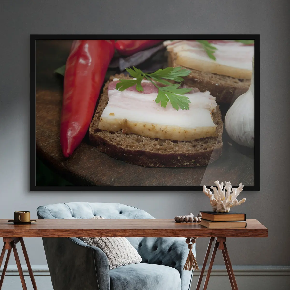 Poster Fetta salata su pane sostanzioso f27131