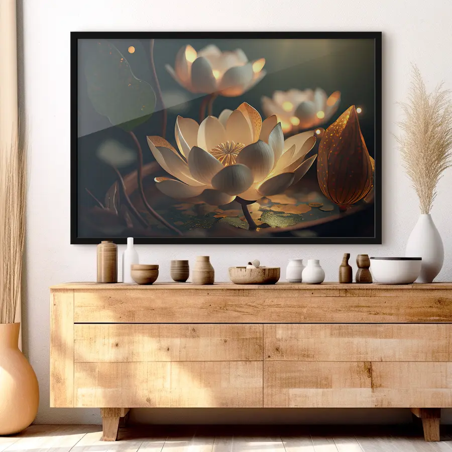 carta da parati Fiori eleganti che proiettano una luce morbida nr. f33100